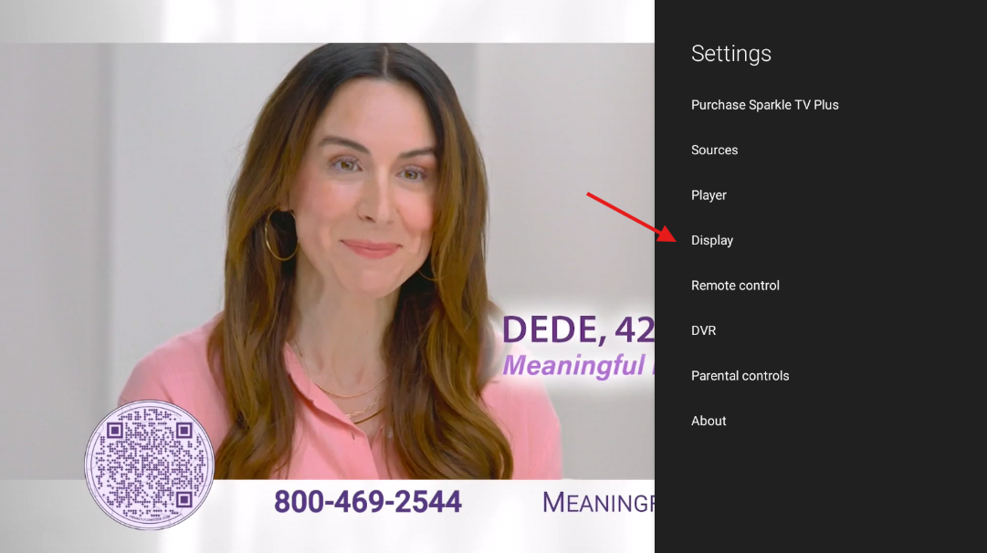 Display settings page